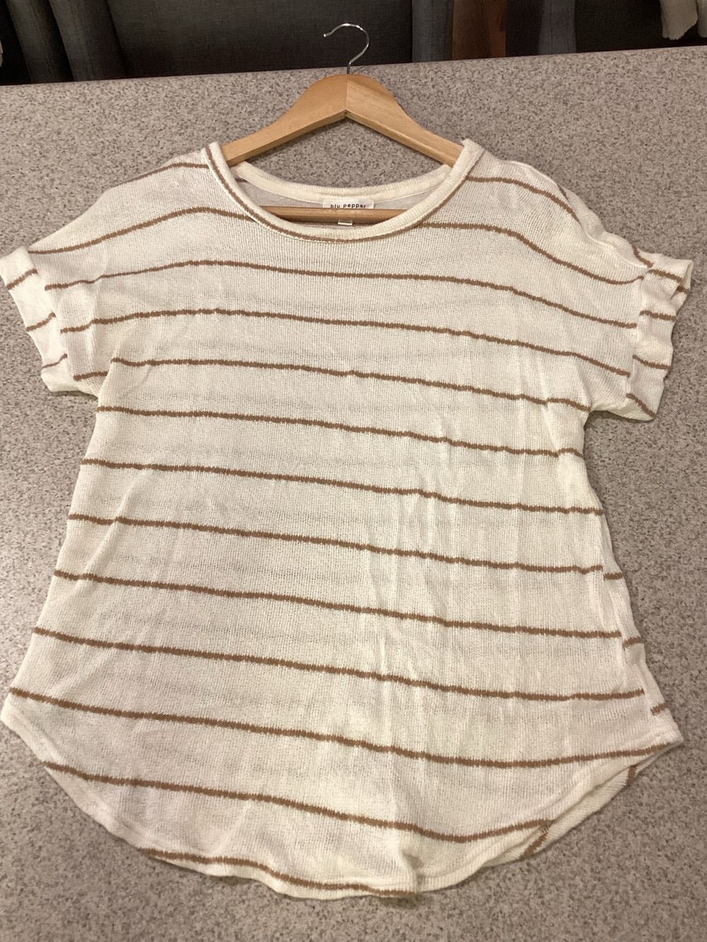 Cream Striped Lightweight Sweater